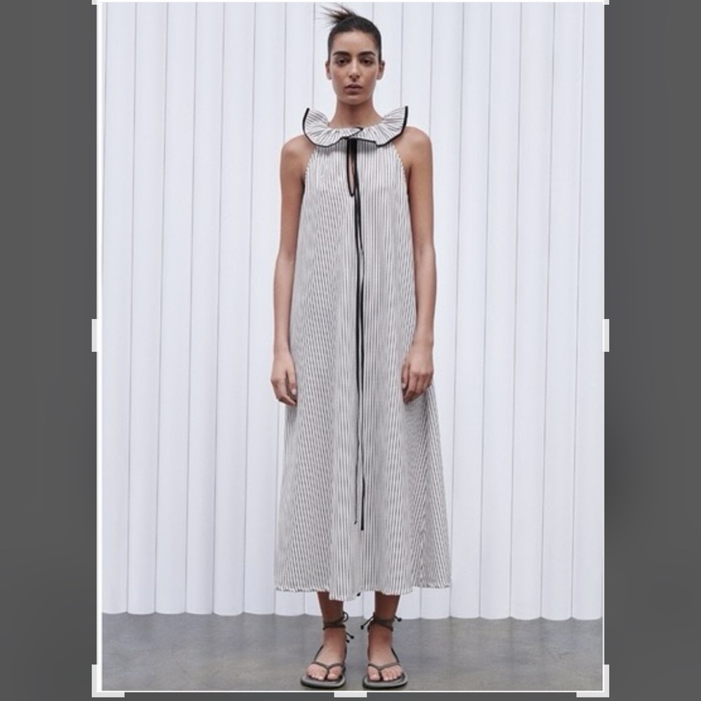 ZARA black & white striped sleeveless dress. Size Large. - Picture 2 of 12